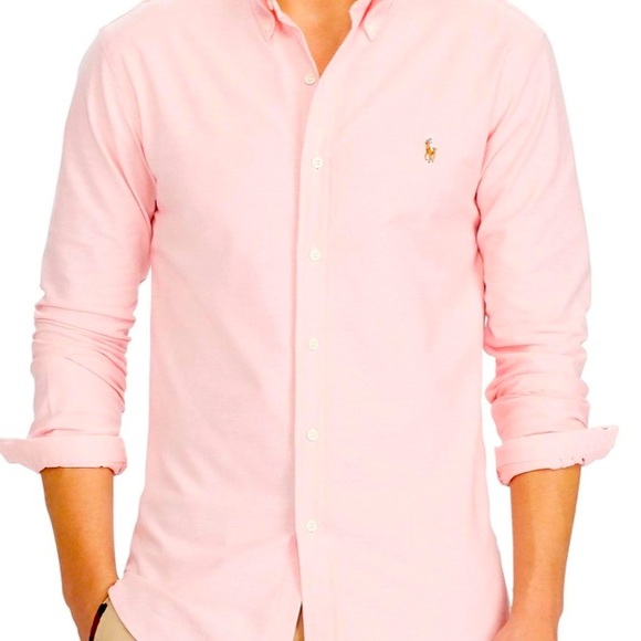 Pink long sleeve polo shirt mens Clearance